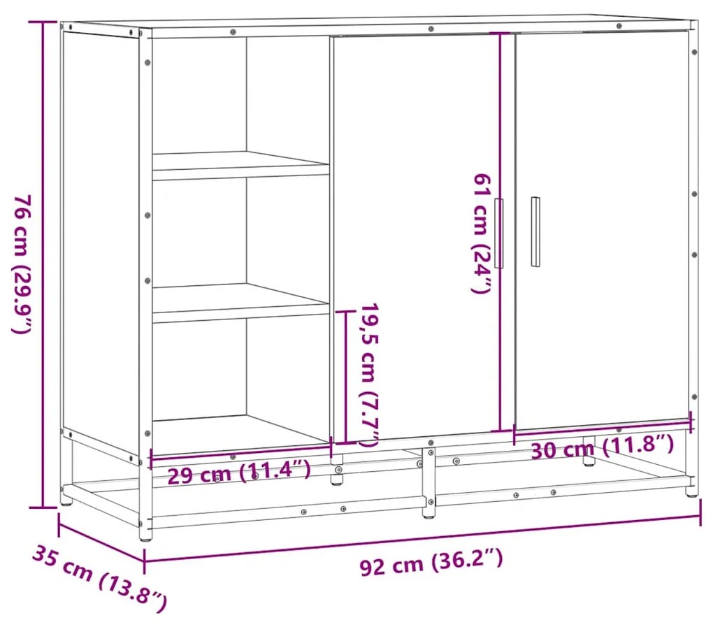 SIDEBOARD SONOMA OAK 92X35X76 CM ΚΑΤΑΣΚΕΥΑΣΜΕΝΟ ΞΥΛΟ 849020