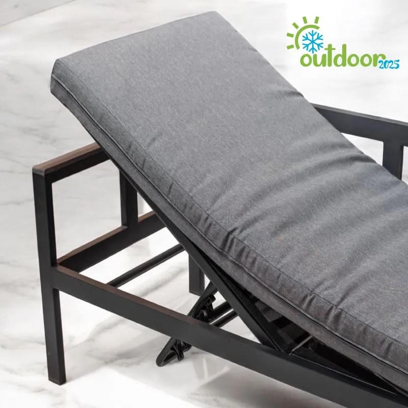 Bonsai Home Σετ Σαλόνι 3τμχ Μεταλλικό Εξωτερικού χώρου με Μετατροπή σε Ξαπλώστρα Ανθρακί