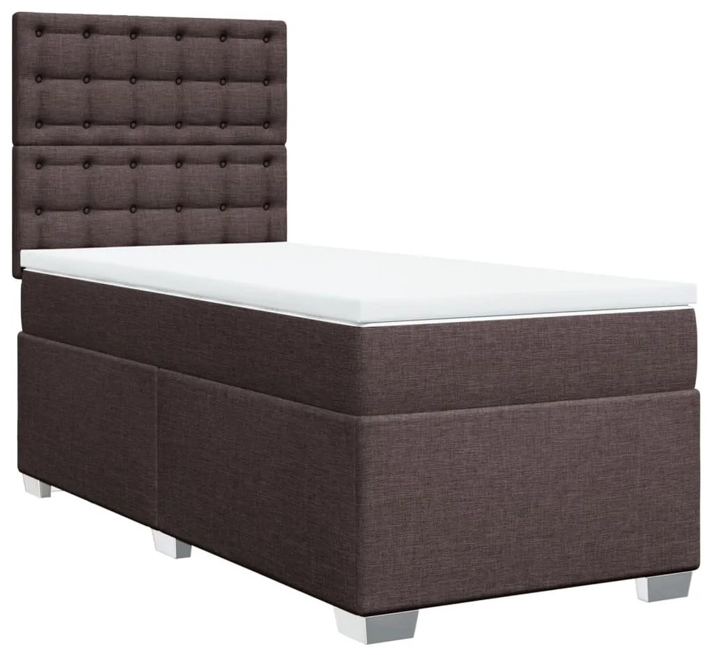 vidaXL Κρεβάτι Boxspring με Στρώμα Σκούρο Καφέ 80x200 εκ. Υφασμάτινο