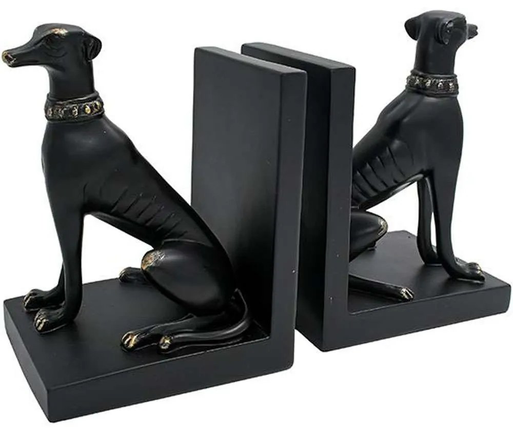 Βιβλιοστάτης Dog (Σετ 2Τμχ) 374-224-334 19x10x14cm Black Πολυρεσίνη