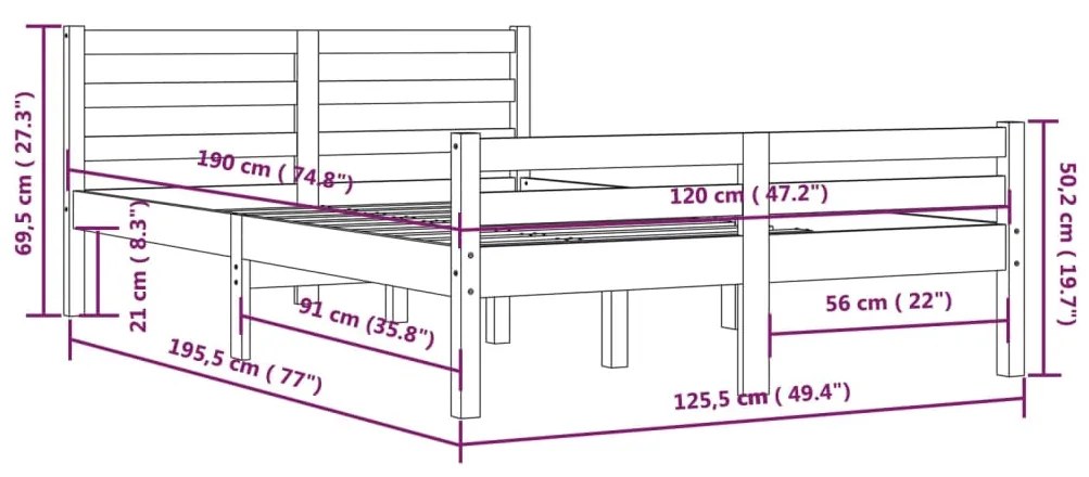 ΠΛΑΙΣΙΟ ΚΡΕΒΑΤΙΟΥ ΜΑΥΡΟ 120X190 ΕΚ. ΜΑΣΙΦ ΞΥΛΟ 4FT SMALL DOUBLE 814793