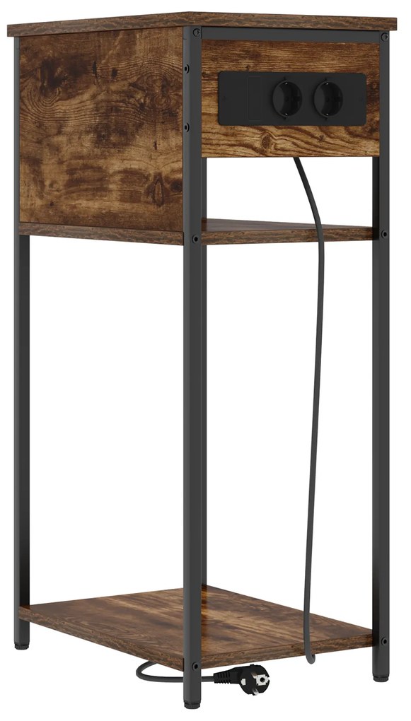 vidaXL Κομοδίνο Καπνιστή δρυς 28.1 x 40.9 x 75 εκ. Επεξεργασμένο ξύλο