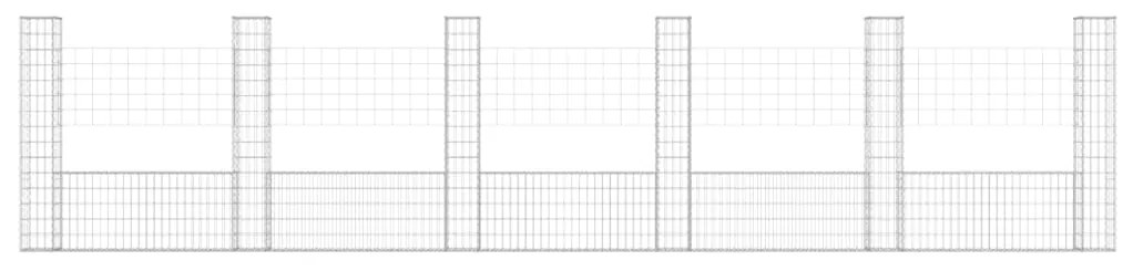 vidaXL Συρματοκιβώτιο σε U Σχήμα με 6 Στύλους 620x20x150 εκ Σιδερένιο