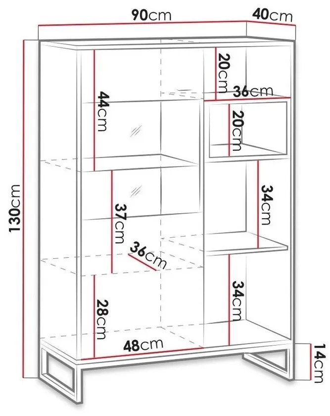Βιτρίνα Providence J107, Άσπρο, Artisan βελανιδιά, Με πόρτες, Ο αριθμός των θυρών: 2, 130x90x40cm, 43 kg | Epipla1.gr