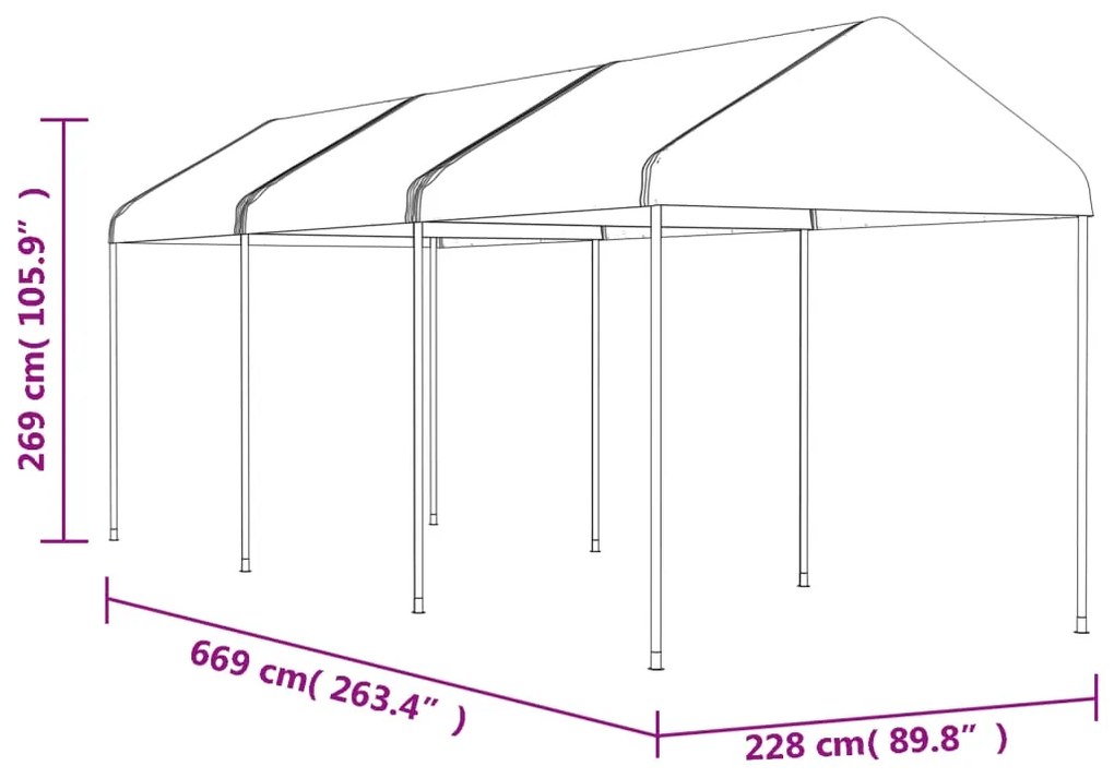 Κιόσκι με Τέντα Λευκό 6,69 x 2,28 x 2,69 μ. από Πολυαιθυλένιο - Λευκό