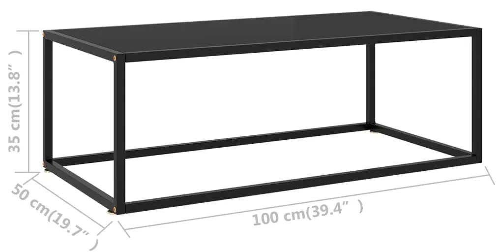 vidaXL Τραπεζάκι Σαλονιού Μαύρο 100 x 50 x 35 εκ. με Μαύρο Γυαλί