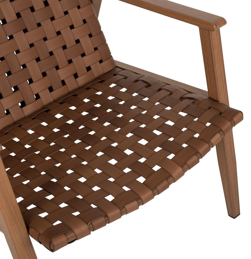 Πολυθρόνα FELIPE C5868.01 Μεταλλική Όψη Ξύλου με Rattan Δερμάτινη Όψη 63,5x75,5x77εκ. 63.5x75.5x77 εκ.