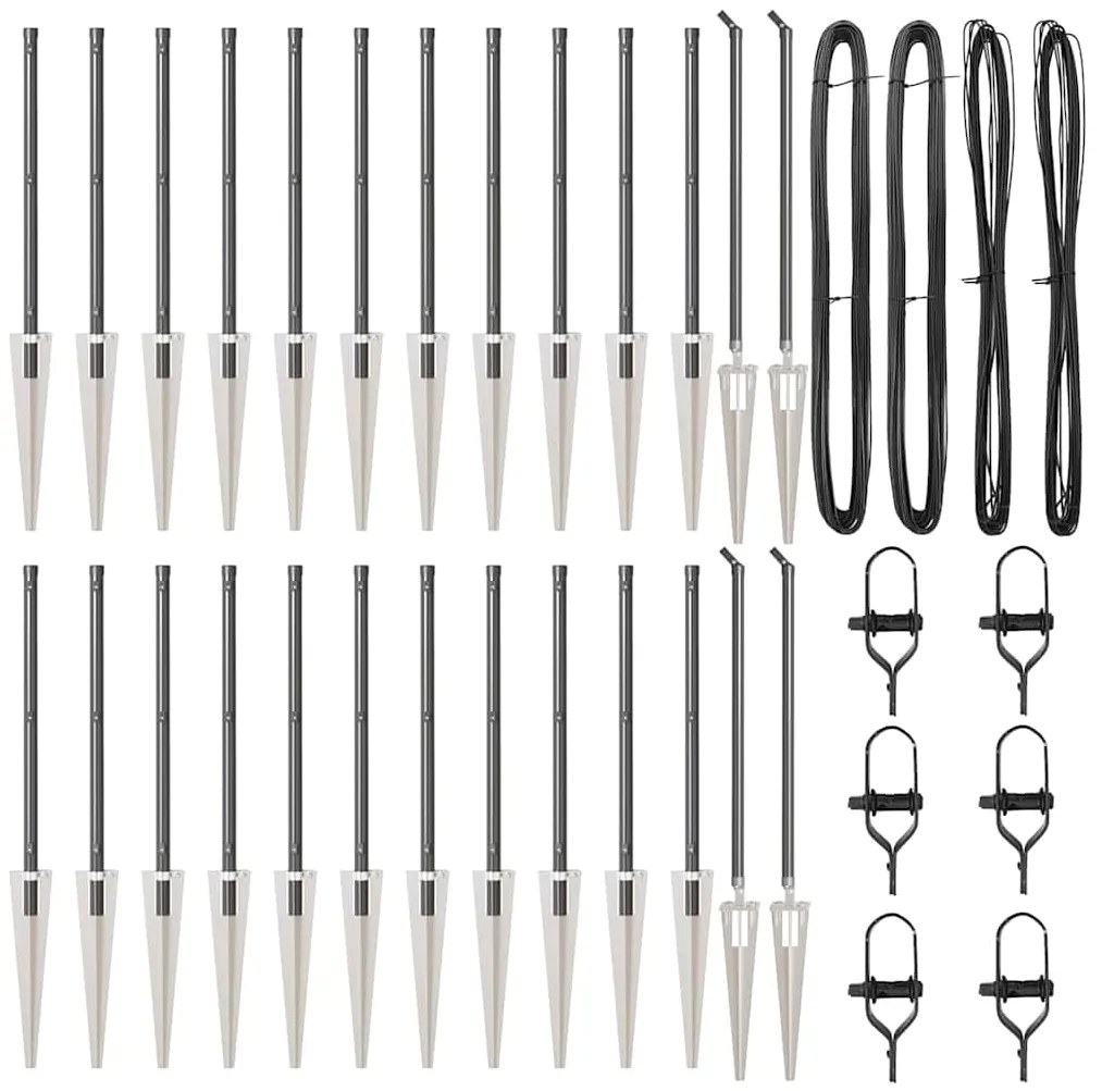 vidaXL Στύλος Περιφράξεων 26 pcs Ασημί 3.2 x 3.2 x 60 εκ Ατσάλι