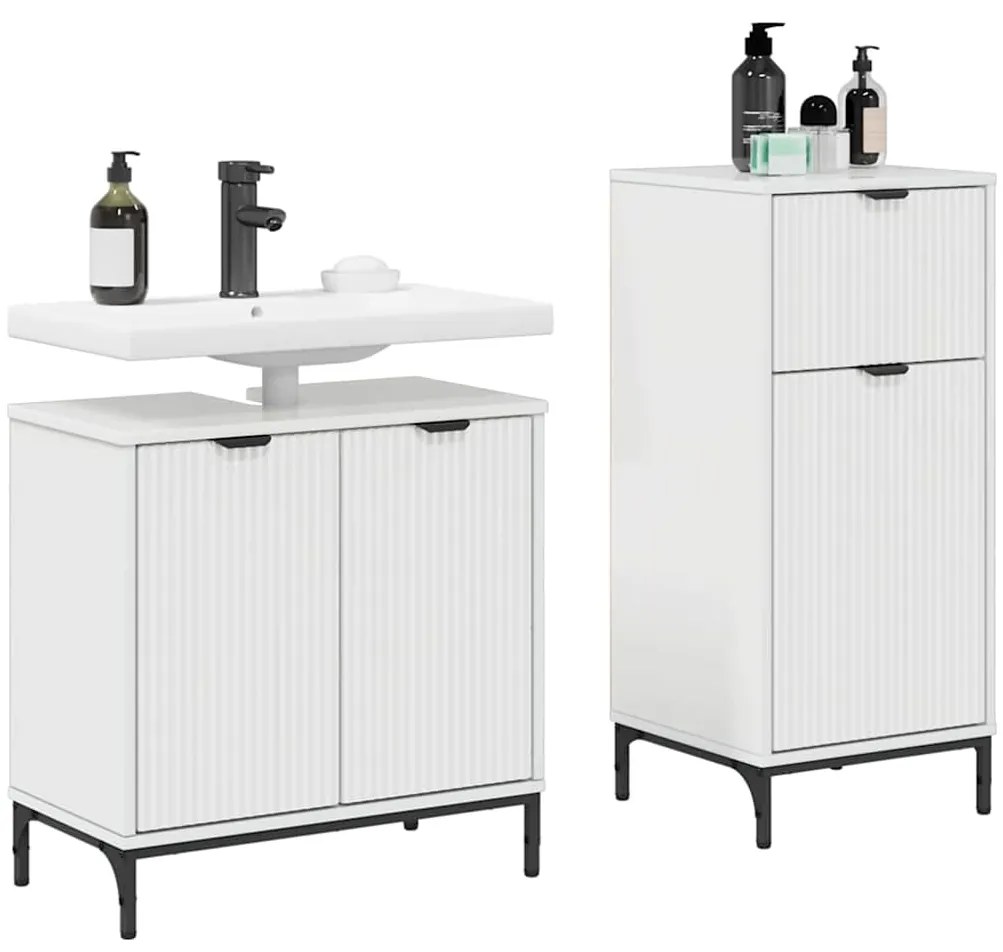vidaXL Σετ Επίπλων Μπάνιου 2 pcs Γυαλιστερό λευκό 39.5 x 36 x 88 εκ