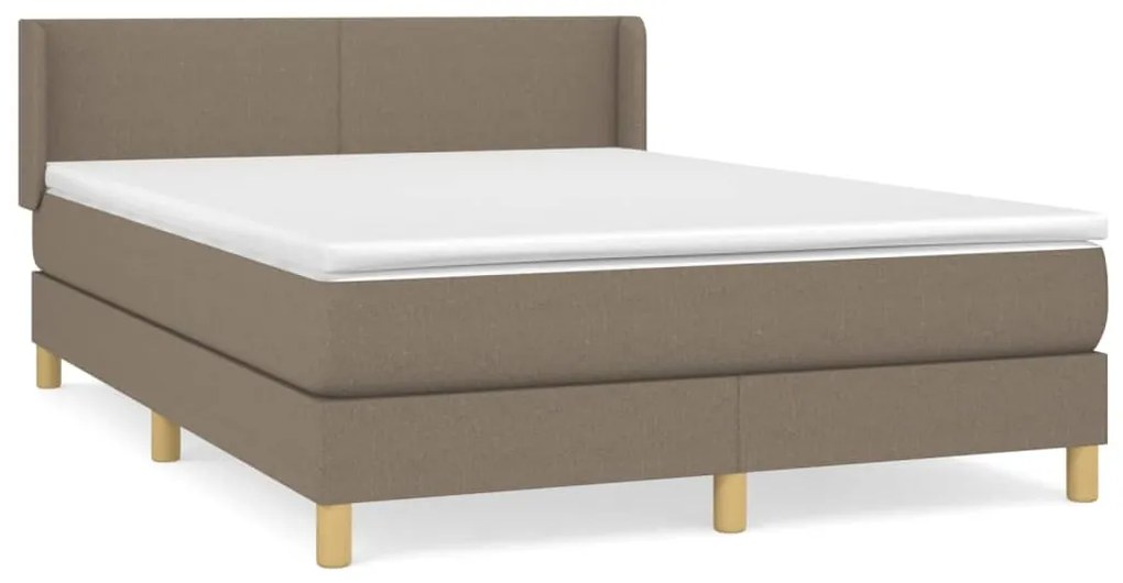 Κρεβάτι Boxspring με Στρώμα Taupe 140x190 εκ. Υφασμάτινο - Μπεζ-Γκρι