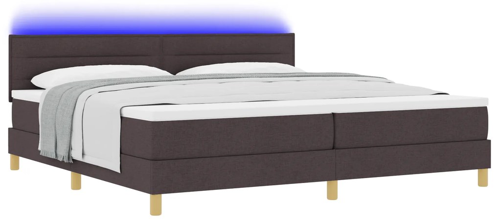 vidaXL Κρεβάτι Σπαστού Τελάρου με Στρώμα & LED Σκούρο Καφέ 200x200 εκ. Ύφασμα