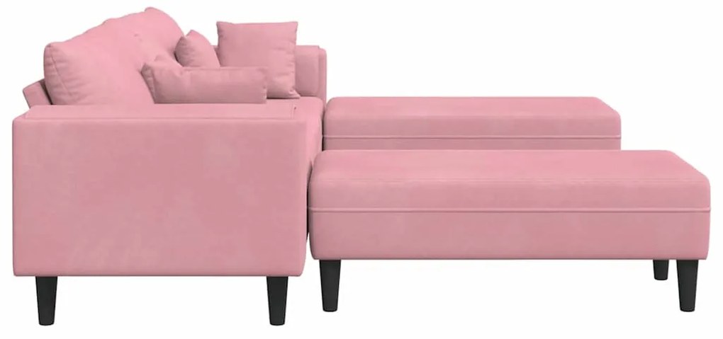 vidaXL Βελούδινος καναπές με μαξιλάρι 3 pcs Ροζ 208 εκ. Βελούδο