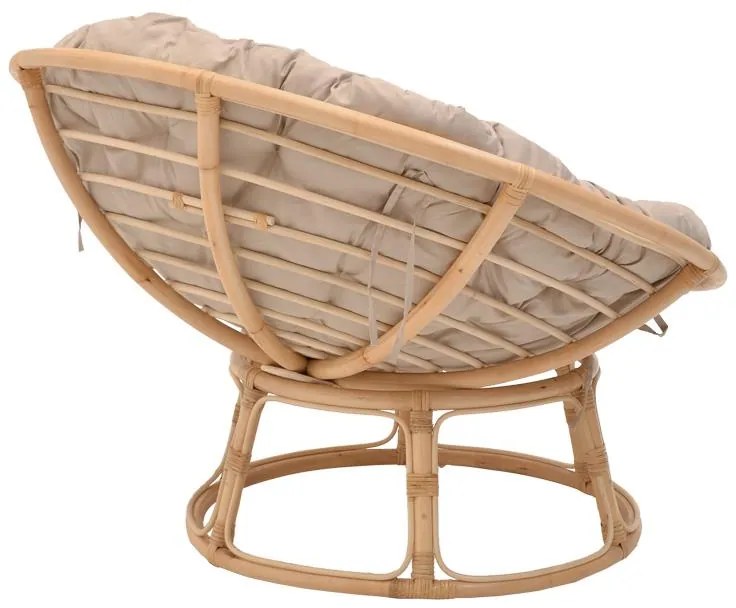 Καρέκλα - Πολυθρόνα Servey rattan pe σε φυσική απόχρωση-μπεζ μαξιλάρι Φ115x58 εκ. 115x115x58 εκ.