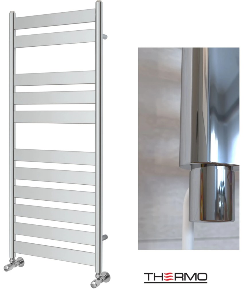 Thermo LARGO Θερμαινόμενη πετσετοκρεμάστρα από Mild Steel με ηλεκτρική λειτουργία, 120x50cm Chrome