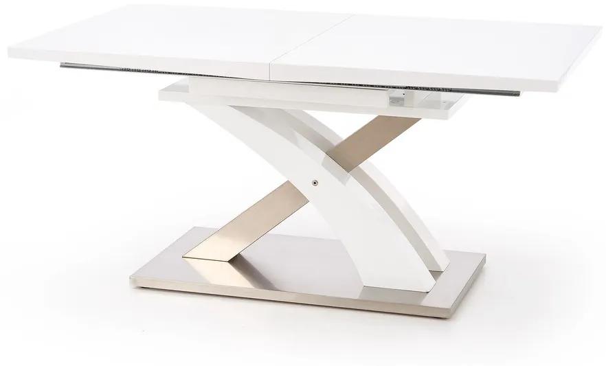 Τραπέζι Houston 222, Γυαλιστερό λευκό, 77x90x160cm, 86 kg, Επιμήκυνση, Ινοσανίδες μέσης πυκνότητας, Μέταλλο, Ινοσανίδες μέσης πυκνότητας | Epipla1.gr