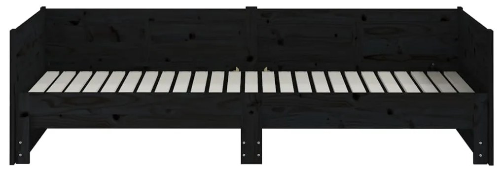 vidaXL Καναπές Κρεβάτι Συρόμενος Μαύρος 2x(80x200) εκ. από Μασίφ Πεύκο