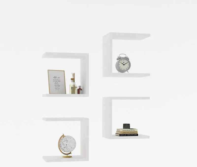 Ραφιέρα τοίχου Perari 4 τεμ. λευκό 30x19,6x30 εκ. 30x19.6x30 εκ.