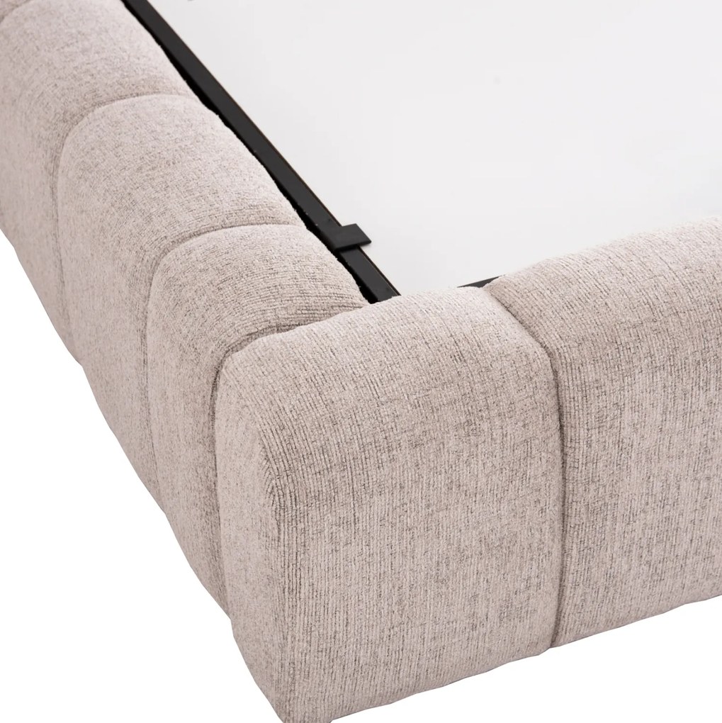 ΚΡΕΒΑΤΙ ΔΙΠΛΟ ΜΕ ΣΤΡΩΜΑ &amp; ΑΠΟΘ.ΧΩΡΟ REMO HM21167 ΜΠΕΖ ΜΠΟΥΚΛΕ--ΓΙΑ 160x200εκ