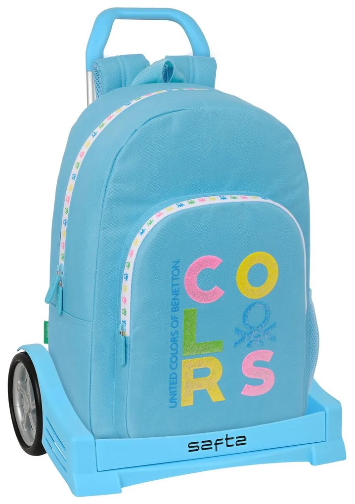 Σχολική Τσάντα με Ρόδες Benetton Spring Sky μπλε 30 x 46 x 14 cm