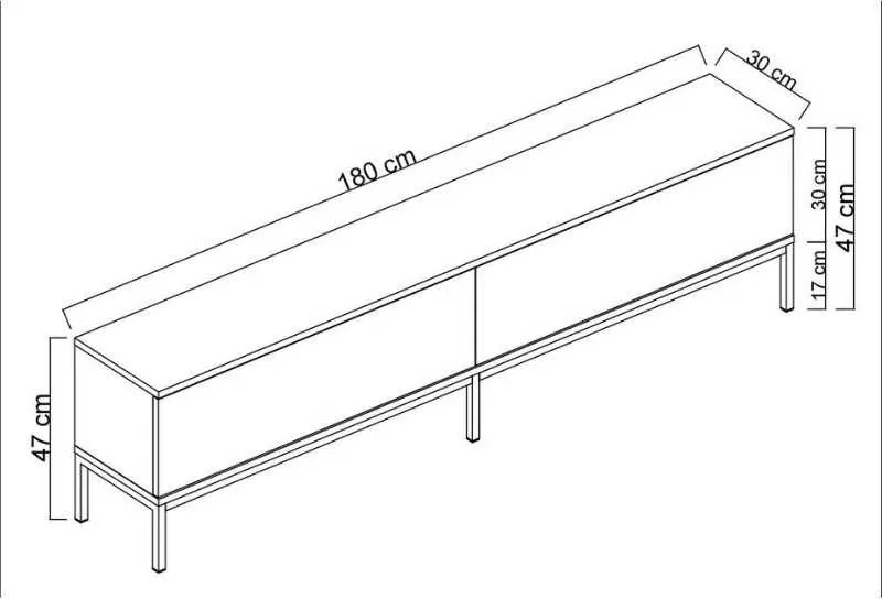 Έπιπλο τηλεόρασης Lord Megapap χρώμα μαύρο 180x30x47εκ.