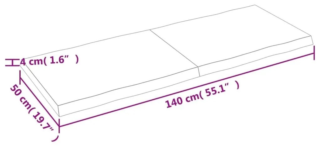 Επιφ Τραπεζιού Αν Καφέ 140x50x(2-4)εκ.Ακατέργ. Μασίφ Ξύλο Δρυός - Καφέ