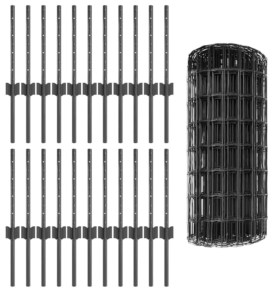 vidaXL Τεντώτο με στήριγμα Γκρι 0,4 x 50 μ. Χάλυβας και PVC