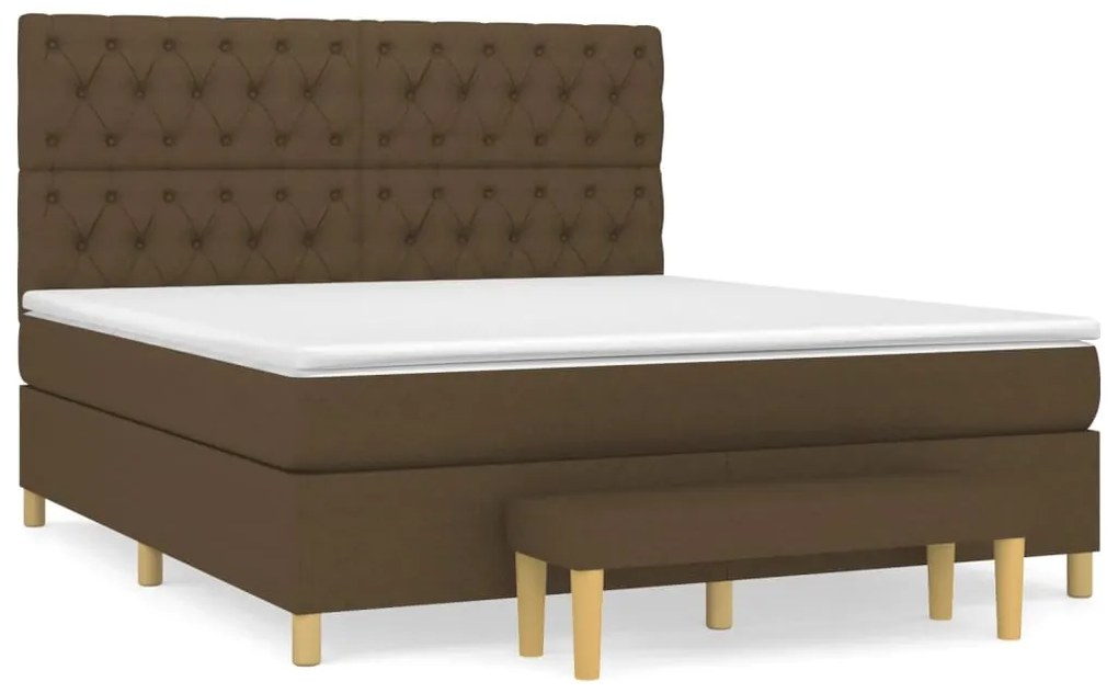 Κρεβάτι Boxspring με Στρώμα Σκούρο Καφέ 160x200 εκ Υφασμάτινο - Καφέ