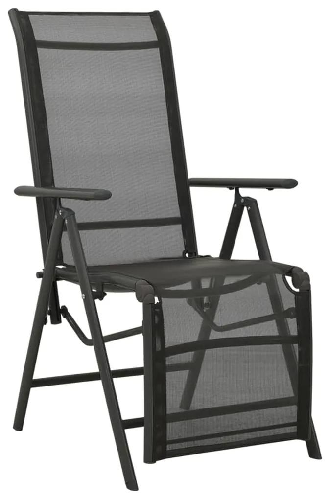 vidaXL Καρέκλες Κήπου Πτυσσόμενες 2 τεμ. Μαύρες Textilene / Αλουμίνιο