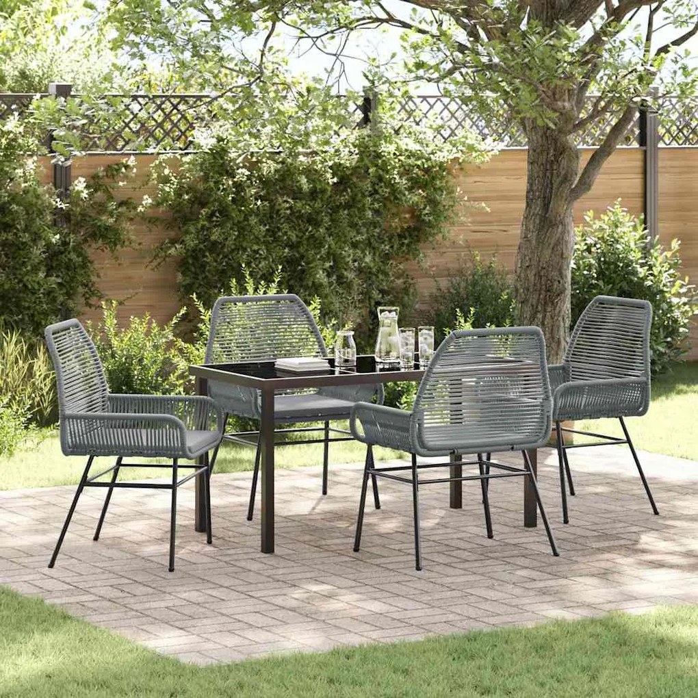 vidaXL Σέτ φαγητού για κήπο 5 pcs Γκρι συνθετικό ρατάν