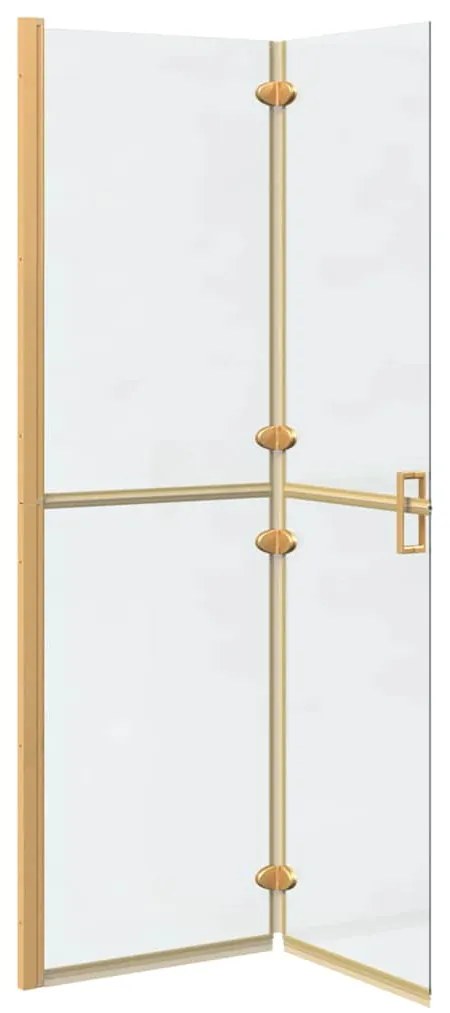 vidaXL Τοίχος ντους Walk-in Χρυσό και διαφανές 110 x 190 cm