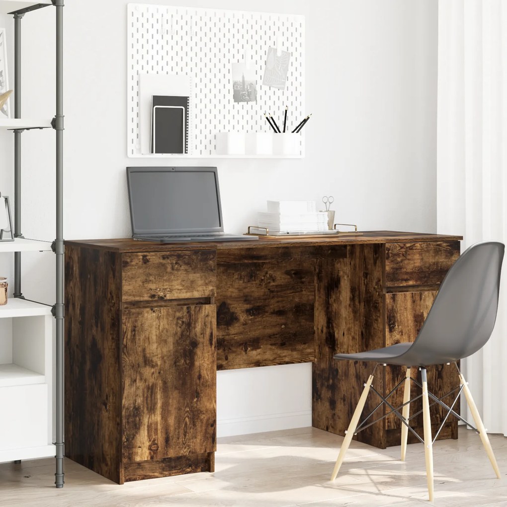 vidaXL γραφείο Καπνιστό Δρυς 140x49x76 εκ. Επεξεργασμένο ξύλο