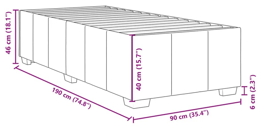 Κρεβάτι Boxspring με Στρώμα Μπλε 90x190 εκ.Υφασμάτινο - Μπλε