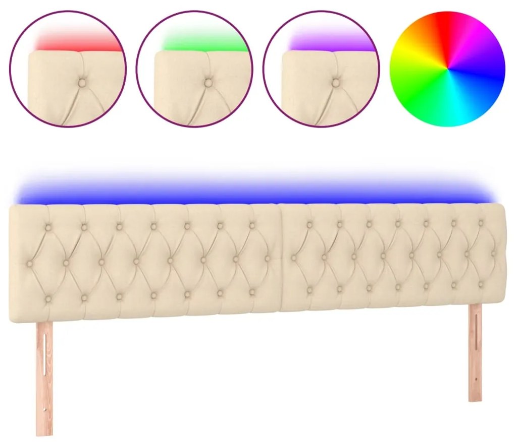 Κεφαλάρι Κρεβατιού LED Κρεμ 200x7x78/88 εκ. Υφασμάτινο 3121975