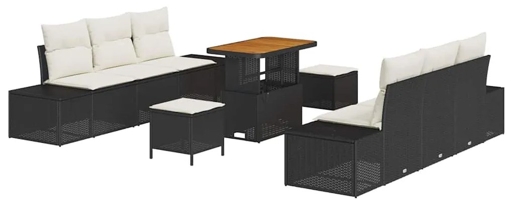 vidaXL Σετ Καναπέ Κήπου με μαξιλάρι 9 pcs Μαύρο Πολυ ράταν
