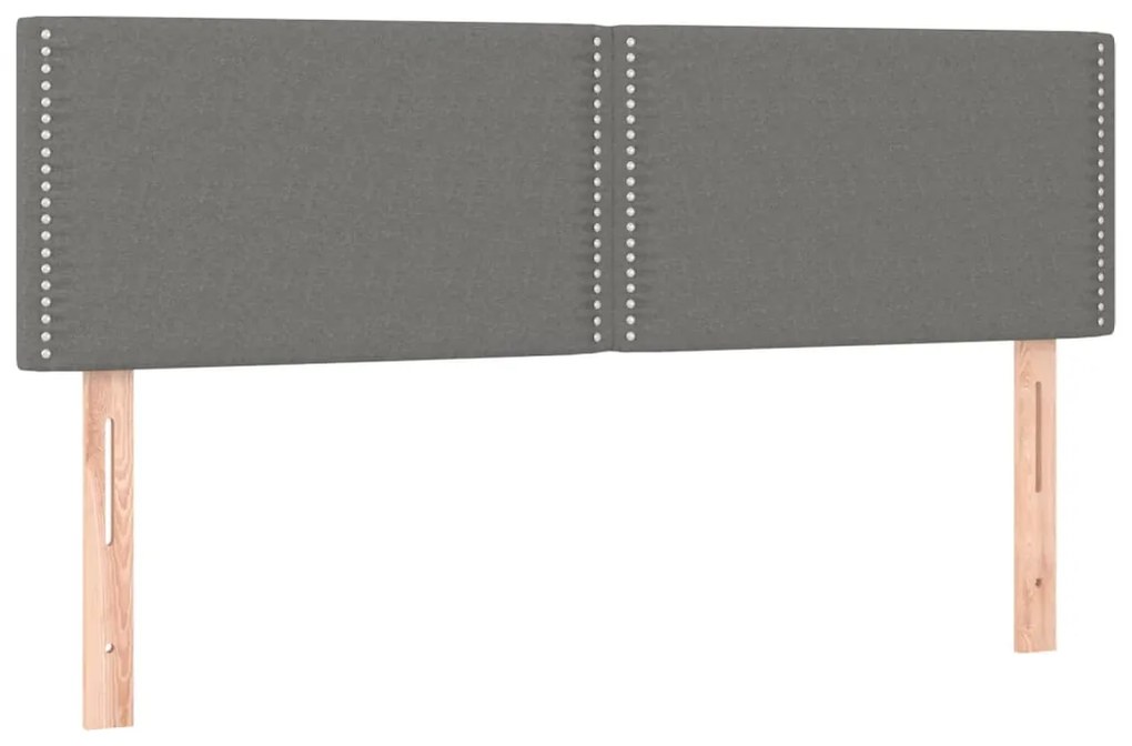 vidaXL Κρεβάτι Boxspring με Στρώμα &amp; LED Σκ.Γκρι 140x200 εκ Υφασμάτινο