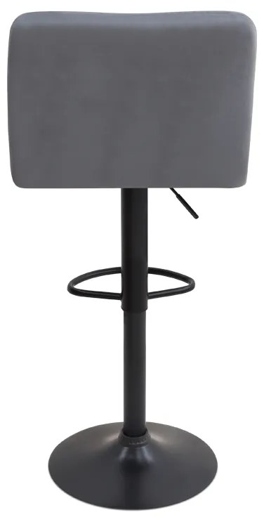 Σκαμπό μπαρ Carmelo Megapap με ρυθμιζόμενο ύψος βελούδο γκρι - βάση μαύρο ματ 45x42x90/113εκ.