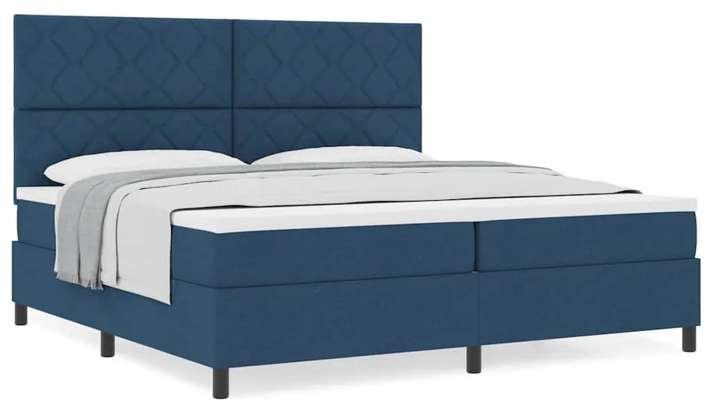vidaXL Κρεβάτι με ελατήρια με στρώμα Μπλε 200 x 200 cm ύφασμα