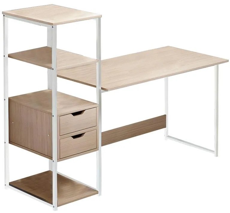 Γραφείο Zayn ΙΙ με ραφιέρα-MDF φυσικό-λευκό 107x40x110εκ 107x40x110 εκ.