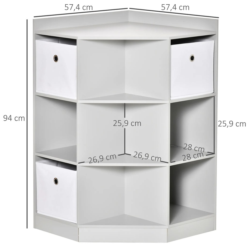 HOMCOM Ράφι αποθήκευσης για παιδιά, 3 συρτάρια από μη υφαντό ύφασμα, MDF, ασφαλές από ανατροπή, Γκρι