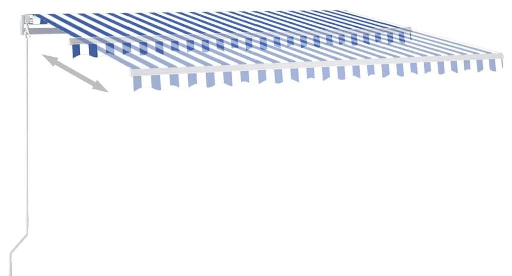 vidaXL Τέντα Συρόμενη Αυτόματη με Στύλους Μπλε / Λευκό 4,5 x 3 μ.