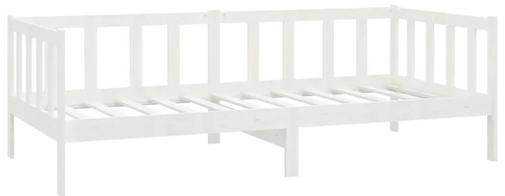 Καναπές Κρεβάτι με Στρώμα 90 x 200 εκ. Λευκό Μασίφ Ξύλο Πεύκου - Λευκό