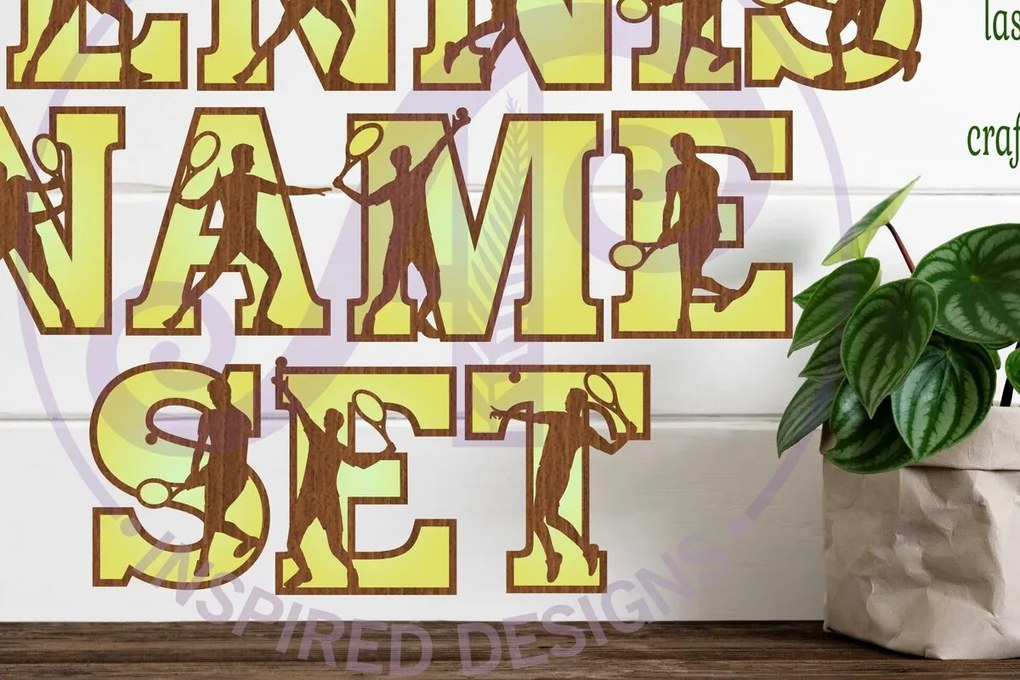 Σετ των 2 Intra απο ξύλο plywood 3mm-4mm πάχος – Σετ αλφαβήτου με γράμματα τένις Δίασταση  20x20 cm INTRAFABR-93955753