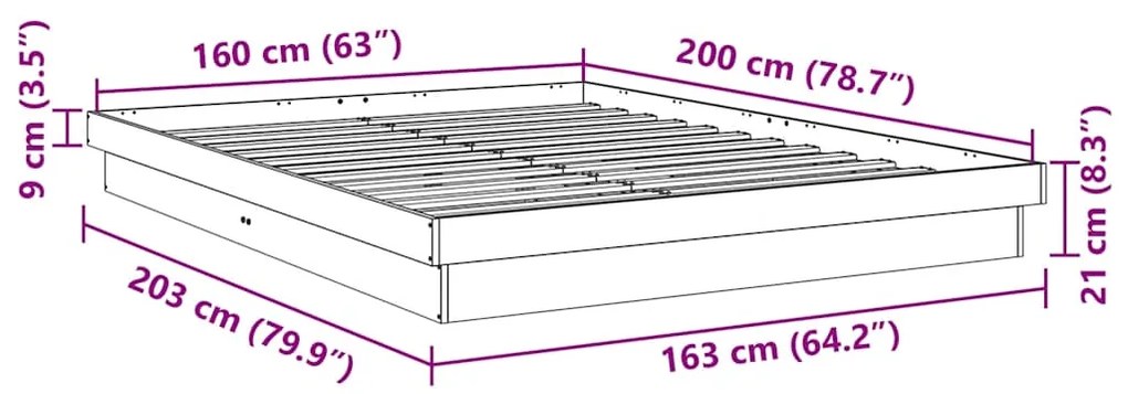 ΠΛΑΙΣΙΟ ΚΡΕΒΑΤΙΟΥ ΧΩΡΙΣ ΣΤΡΩΜΑ 160X200 CM ΜΑΣΙΦ ΞΥΛΟ ΔΡΥΣ 3315731