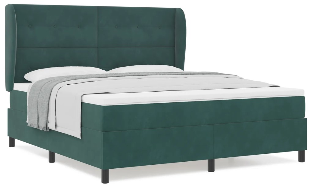 vidaXL Κρεβάτι με ελατήρια Σκούρο πράσινο 180 x 200 cm Βελούδο