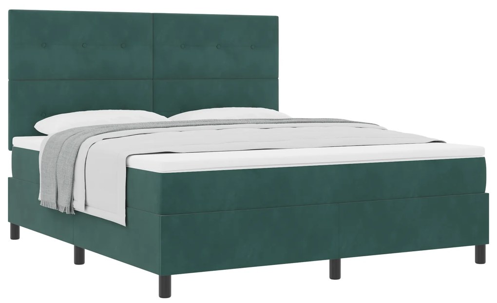 vidaXL Κρεβάτι με ελατήρια Σκούρο πράσινο 180 x 200 cm Βελούδο