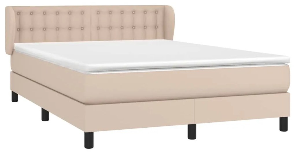 Κρεβάτι Boxspring με Στρώμα Καπουτσίνο 140x200εκ.από Συνθ.Δέρμα - Καφέ