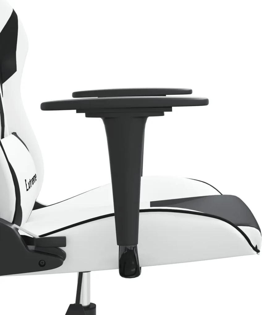 Καρέκλα Gaming Μασάζ Λευκό/Μαύρο από Συνθετικό Δέρμα - Μαύρο