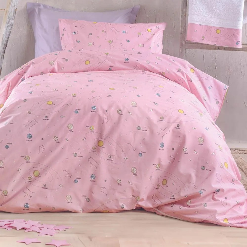 Σεντόνια Venus (Σετ 3τμχ) Pink Ρυθμός Ημίδιπλο 160x260cm 100% Βαμβάκι