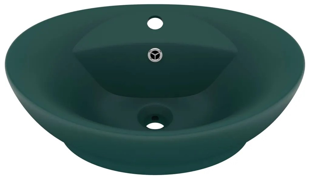 vidaXL Νιπτήρας με Υπερχείλ. Οβάλ Σκ. Πράσινο Ματ 58,5x39 εκ Κεραμικός
