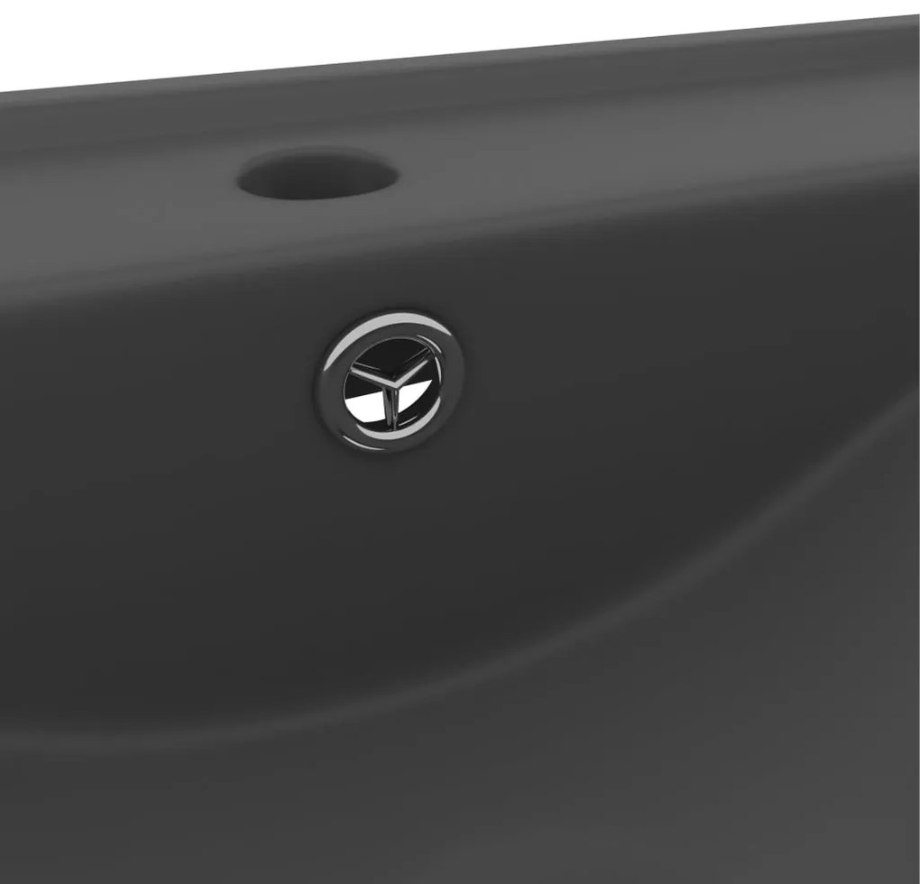 vidaXL Νιπτήρας με Οπή Βρύσης Σκούρο Γκρι Ματ 60 x 46 εκ. Κεραμικός